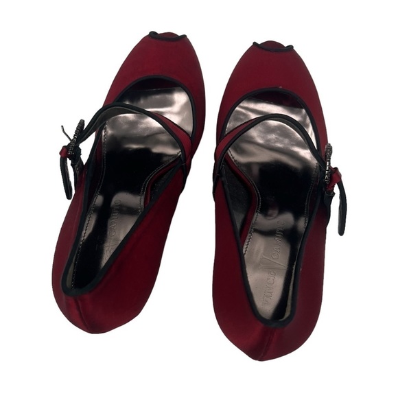 Vince Camuto Red Lottie Peep Toe Mary Jane Platform Heels Size 6 1/2 Women’s - Picture 4 of 8